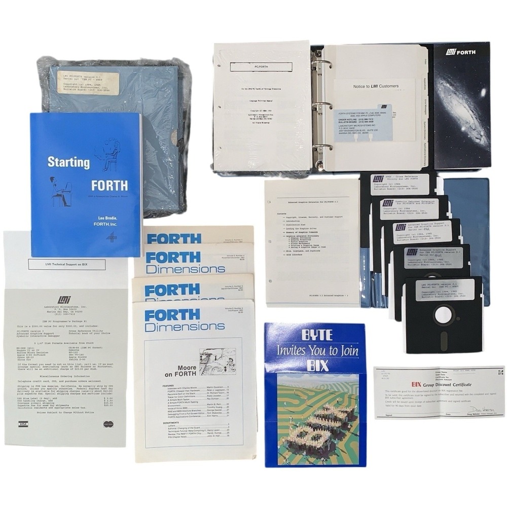 Vtg 1984 LMI IBM PC/Forth v3.1 OS Forth Dimensions Magazines, Diskettes & Manual